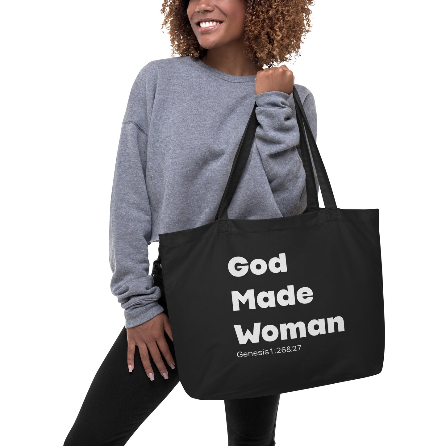 God Made Woman Large organic tote bag