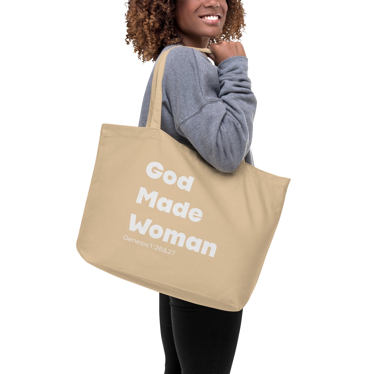 God Made Woman Large organic tote bag