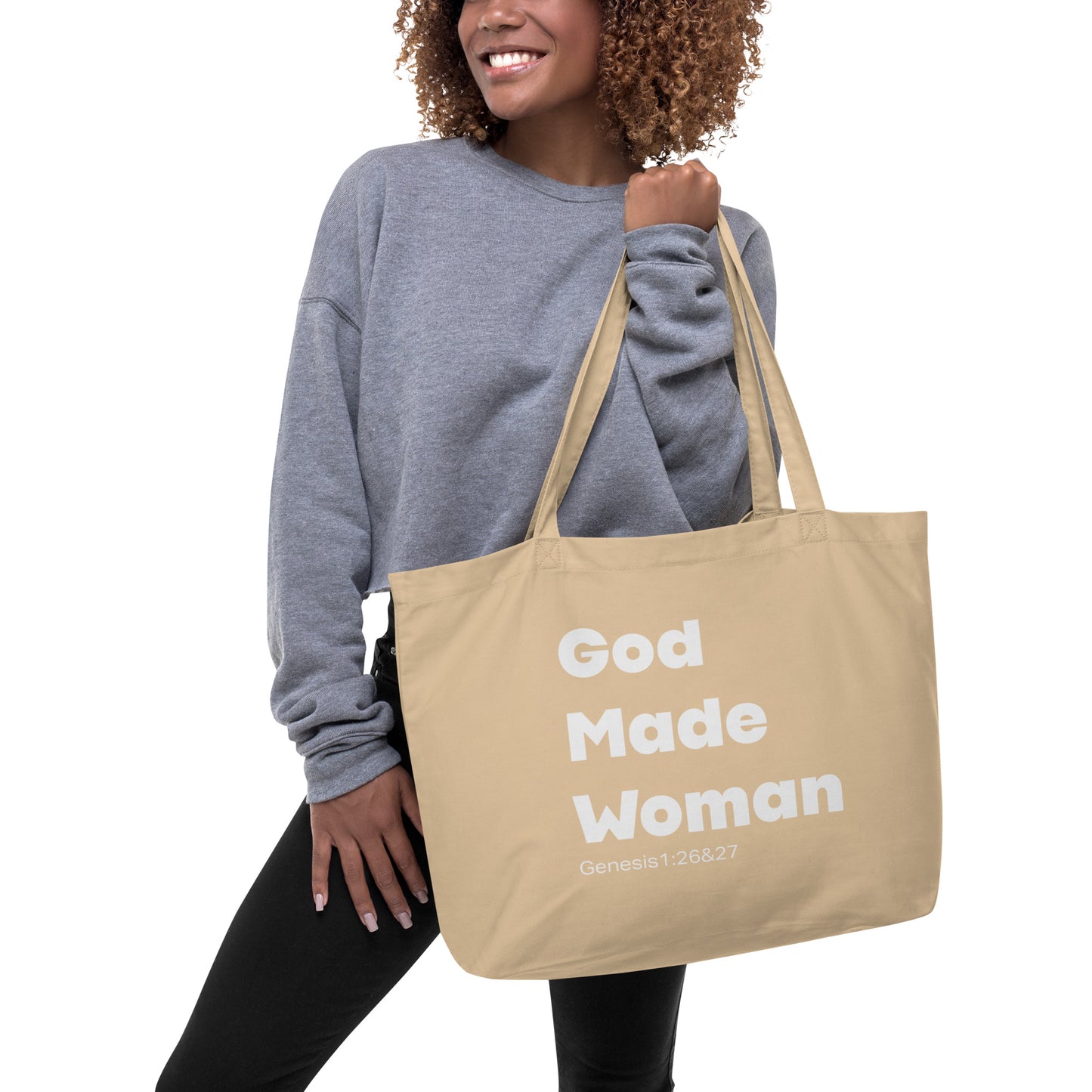 God Made Woman Large organic tote bag